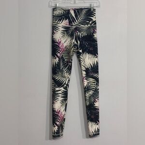 Balance Collection | Women’s Mid Rise Black Green White Palm Leaves Leggings S